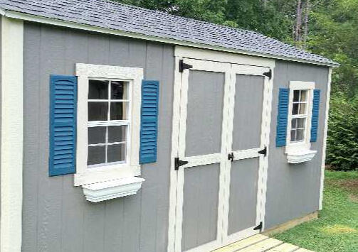 Shutters and Window boxes Louvered shutters on shed