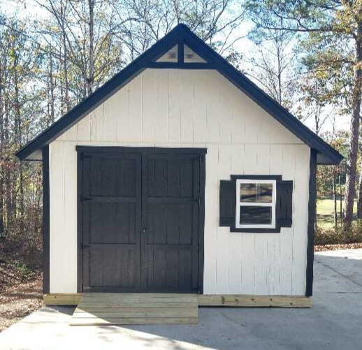 High angle shed roof High angle roof and large overhang on this shed